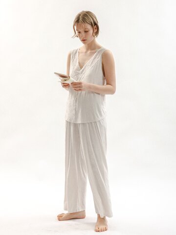 MJ_Floral lace pajama two-piece set_2color