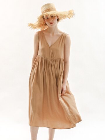 MJ_V-neck satin slip pajama dress_2color