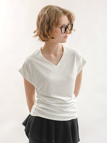 MJ_Twist hem v-neck top_3color