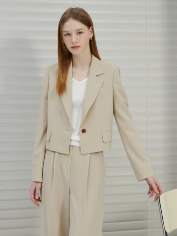 모던 싱글 원버튼 크롭 재킷 