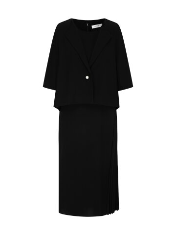 플리츠 배색 원피스 +재킷 세트 