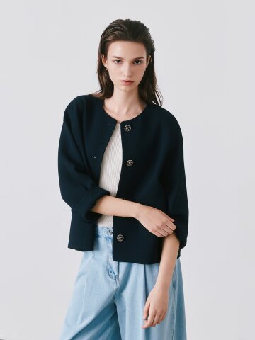 루즈핏 돌먼 슬리브 라운드넥 재킷 