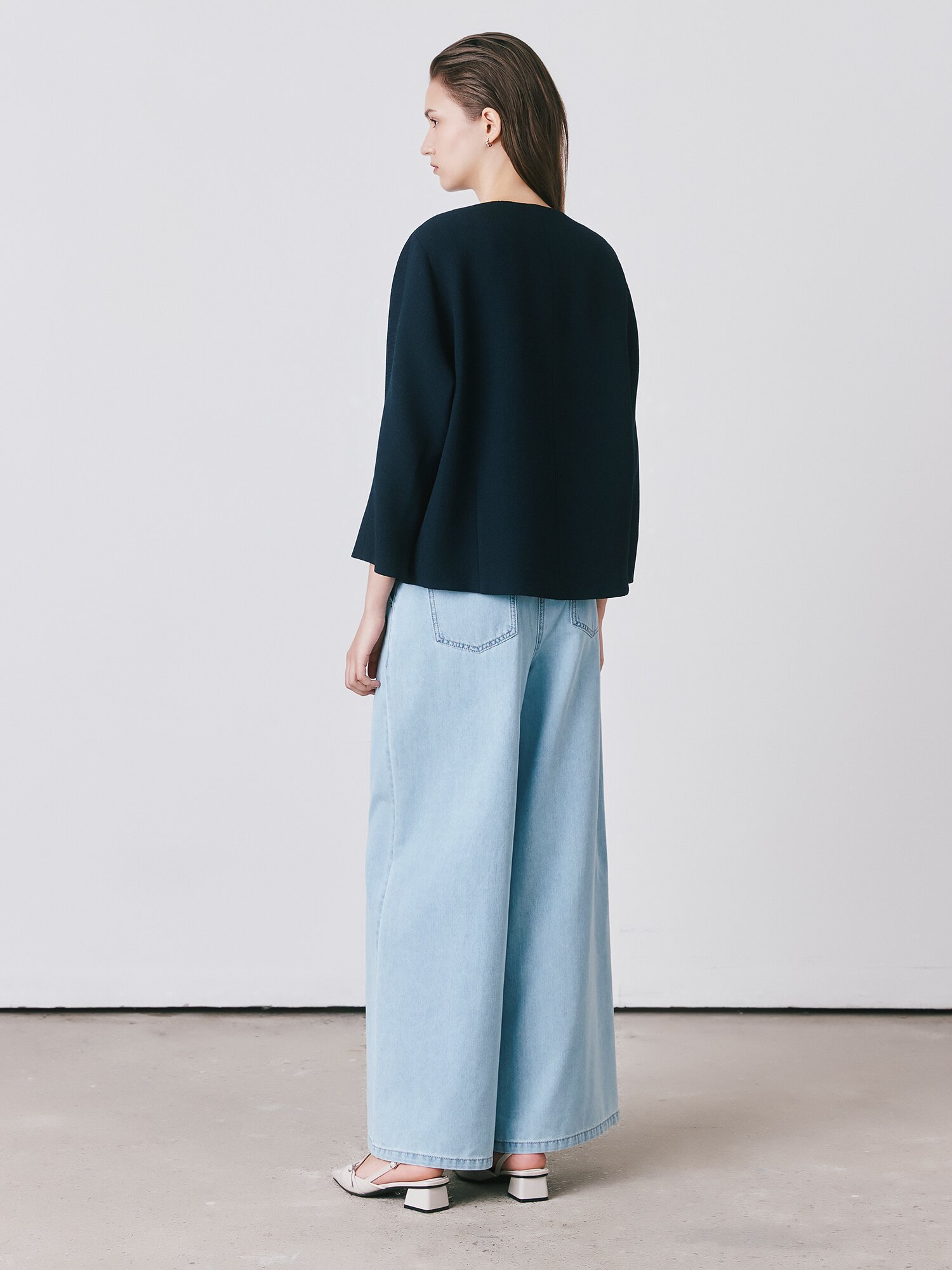 루즈핏 돌먼 슬리브 라운드넥 재킷 (DARK NAVY)