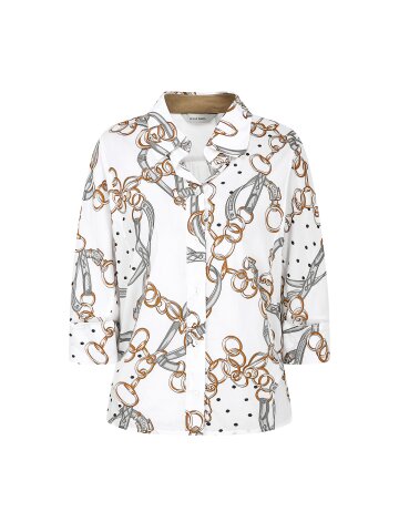 코튼 체인 오픈 칼라 블라우스 