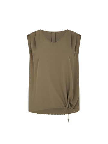 스트링 셔링 브이넥 블라우스 