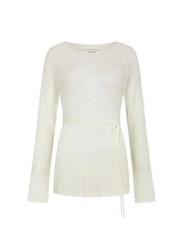 벨티드 래글런 풀오버 니트 