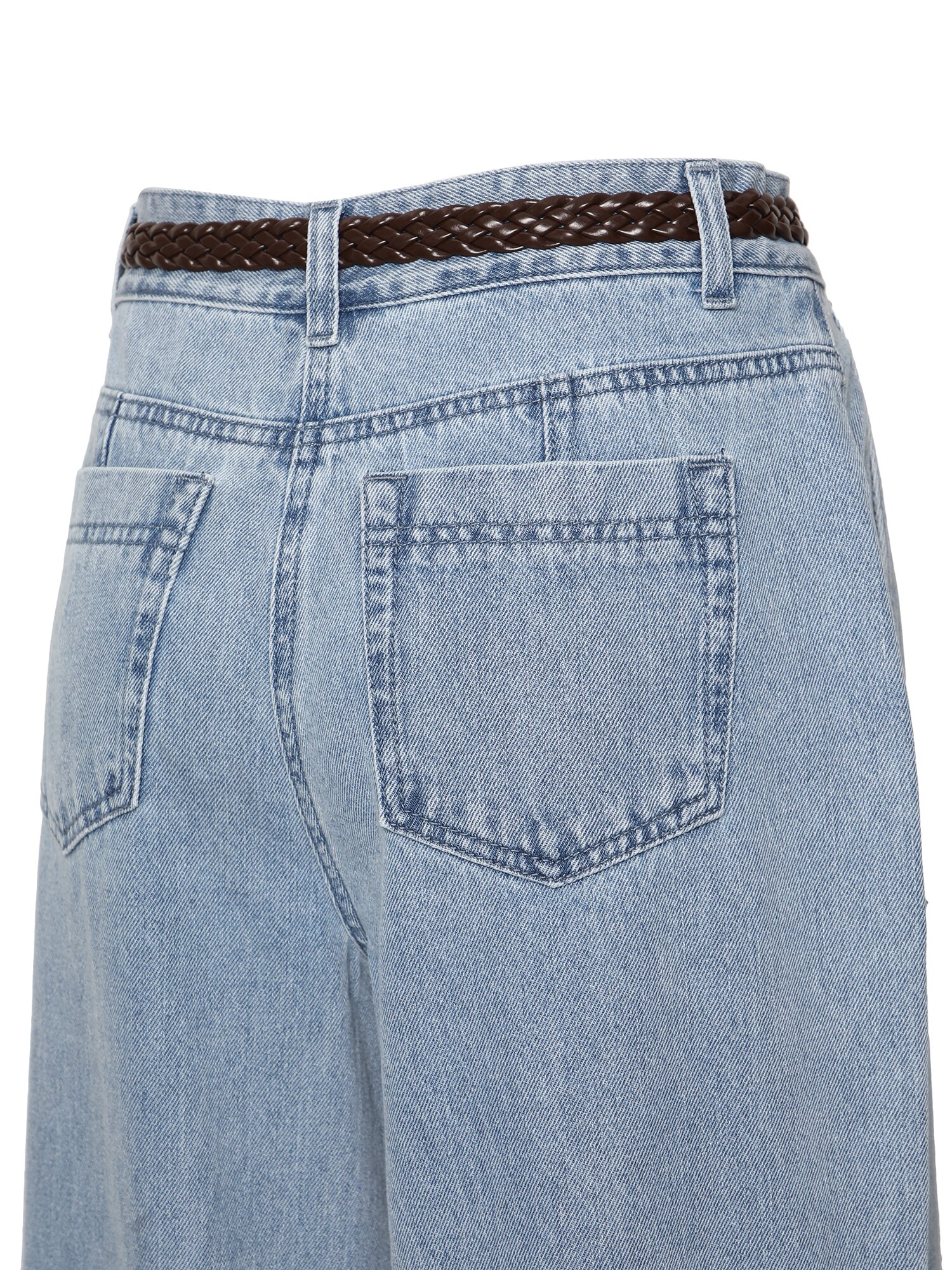 벨티드 원 턱 와이드핏 데님팬츠 (LIGHT BLUE)