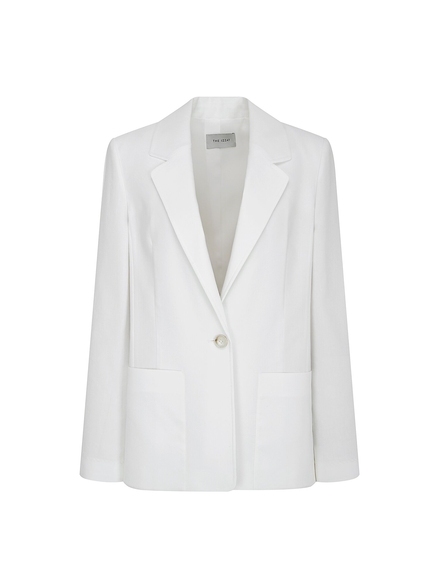 린넨 패치 포켓 싱글 원버튼 재킷 (WHITE)