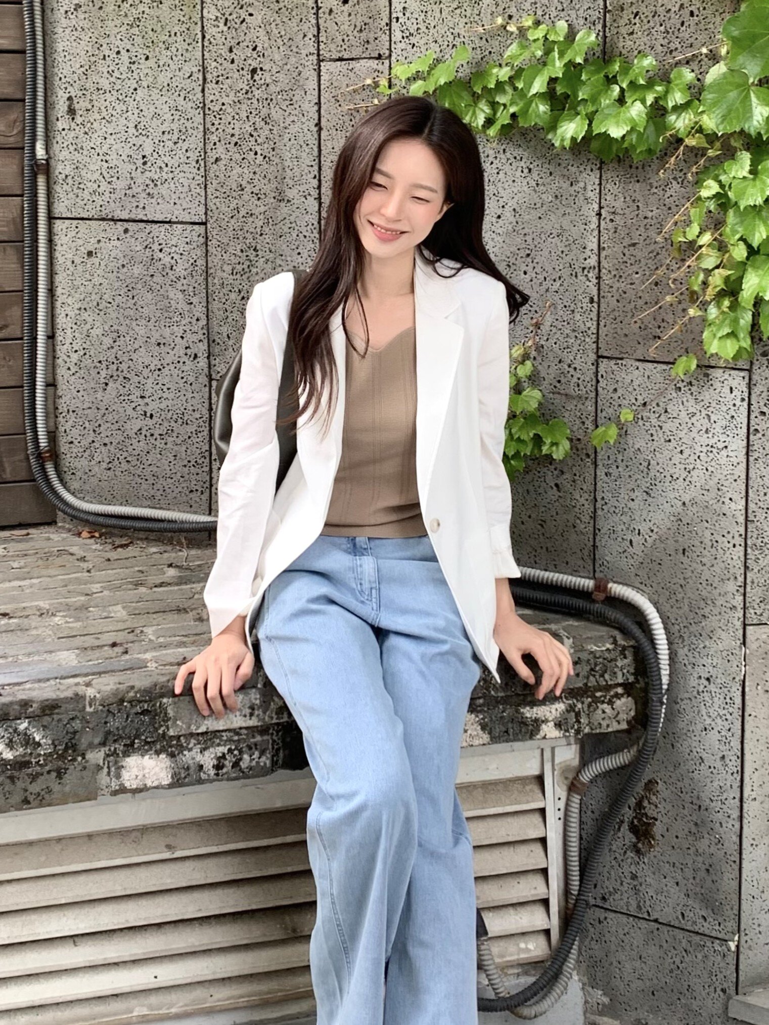 린넨 패치 포켓 싱글 원버튼 재킷 (WHITE)