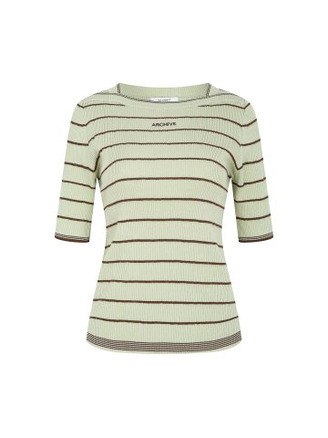 스트라이프 보트넥 풀오버 니트 