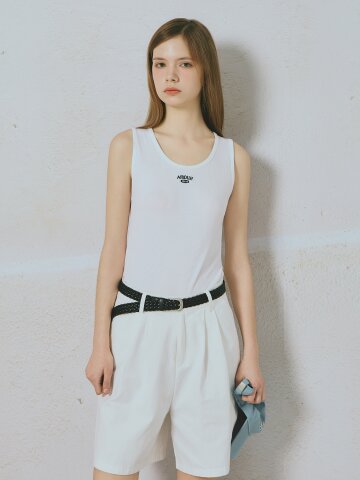 로고 슬리브리스 티셔츠 