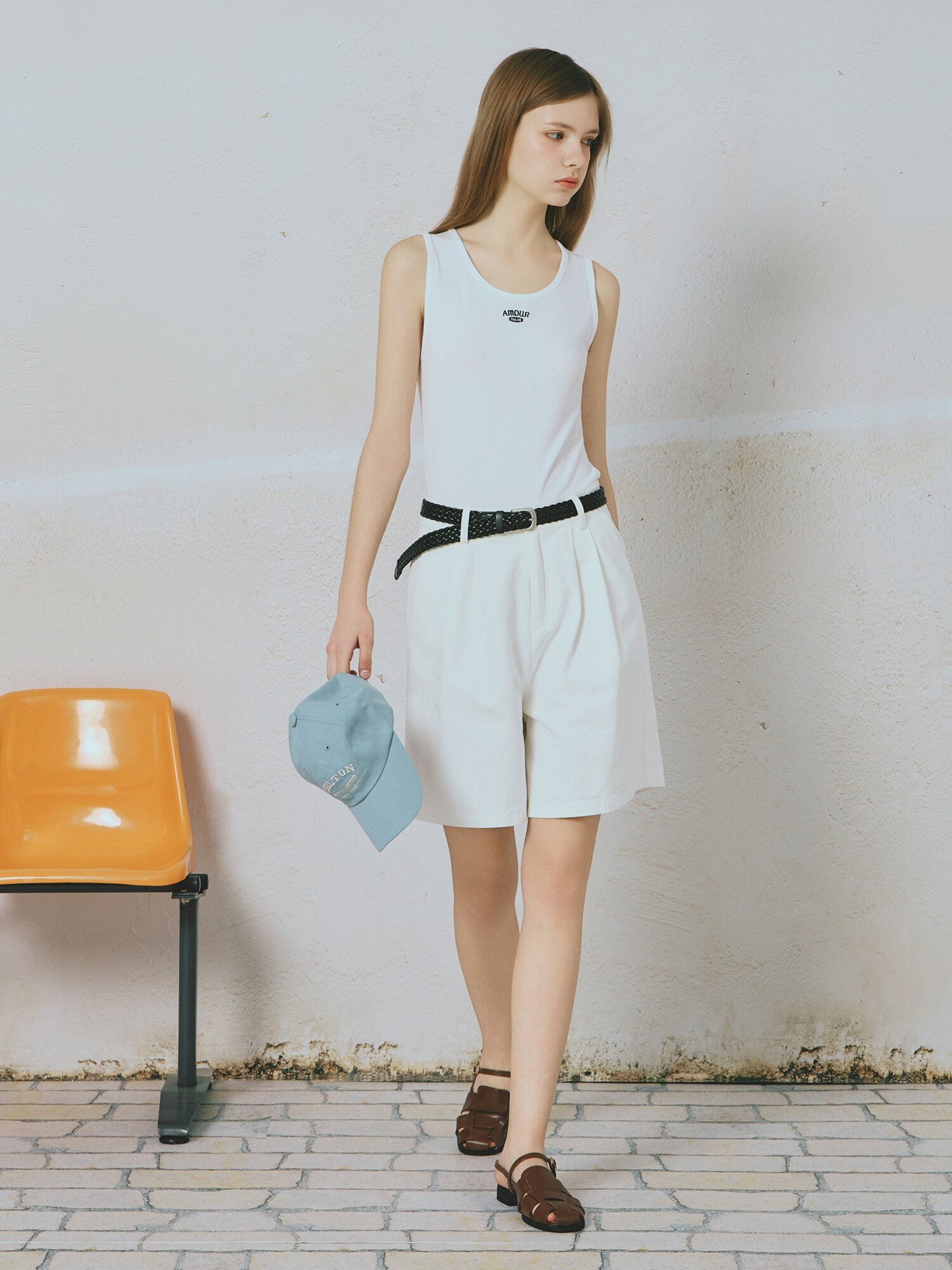 로고 슬리브리스 티셔츠 (WHITE)