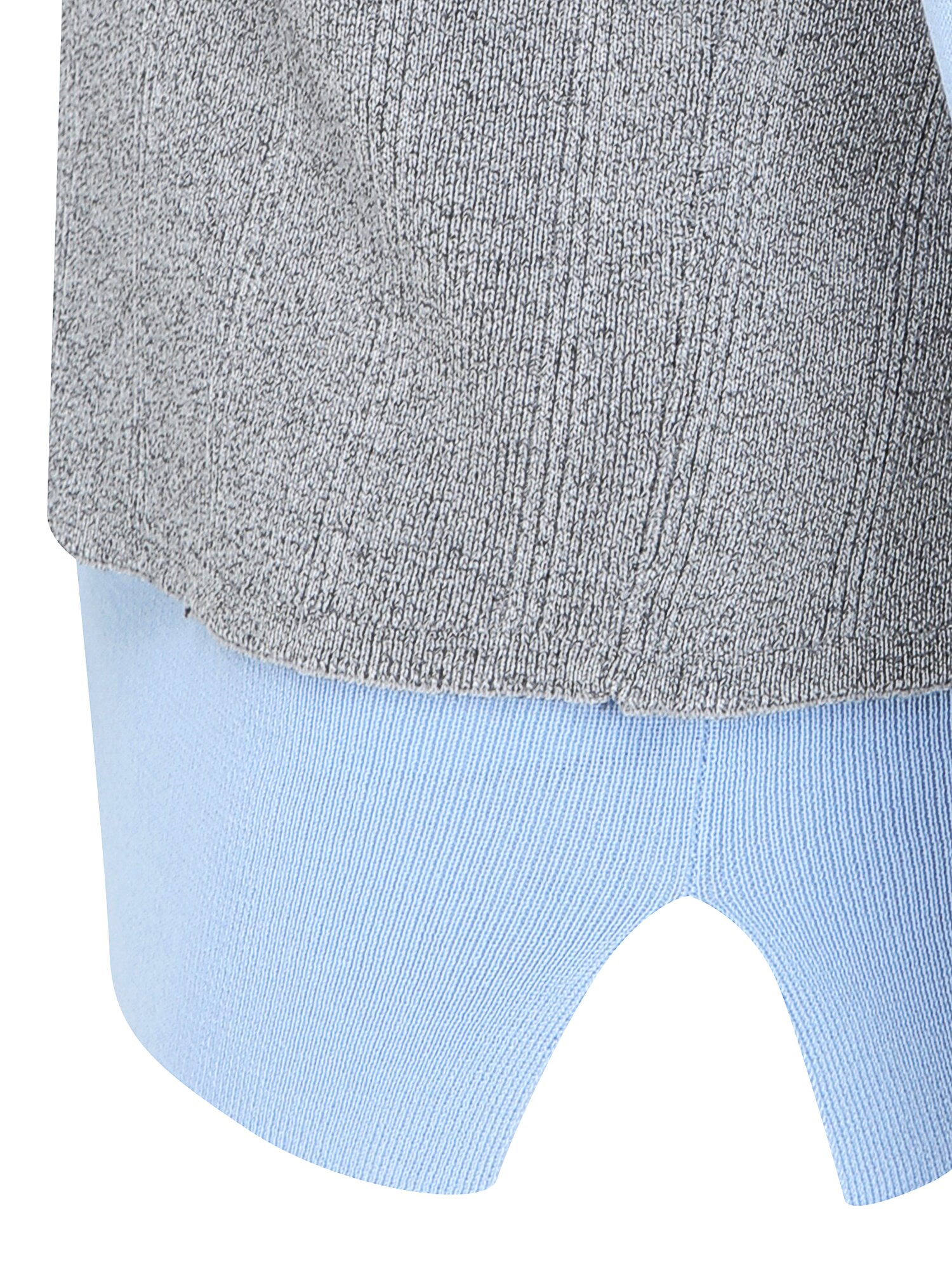 배색 버튼 라운드넥 니트 (GREY)