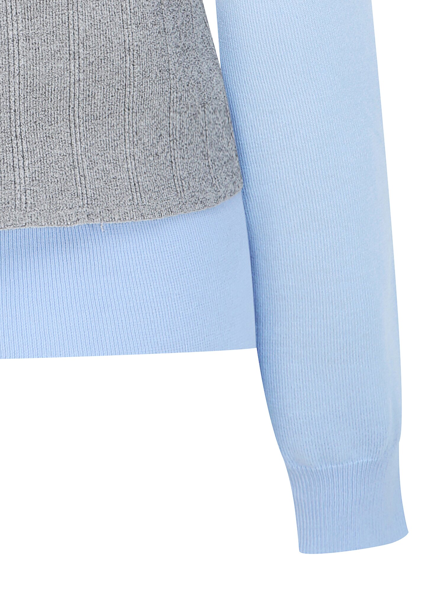 배색 버튼 라운드넥 니트 (GREY)