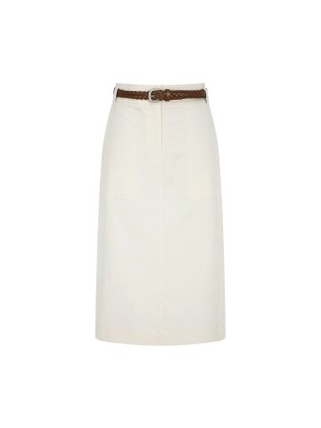 위빙 벨티드 코튼 H라인 스커트 