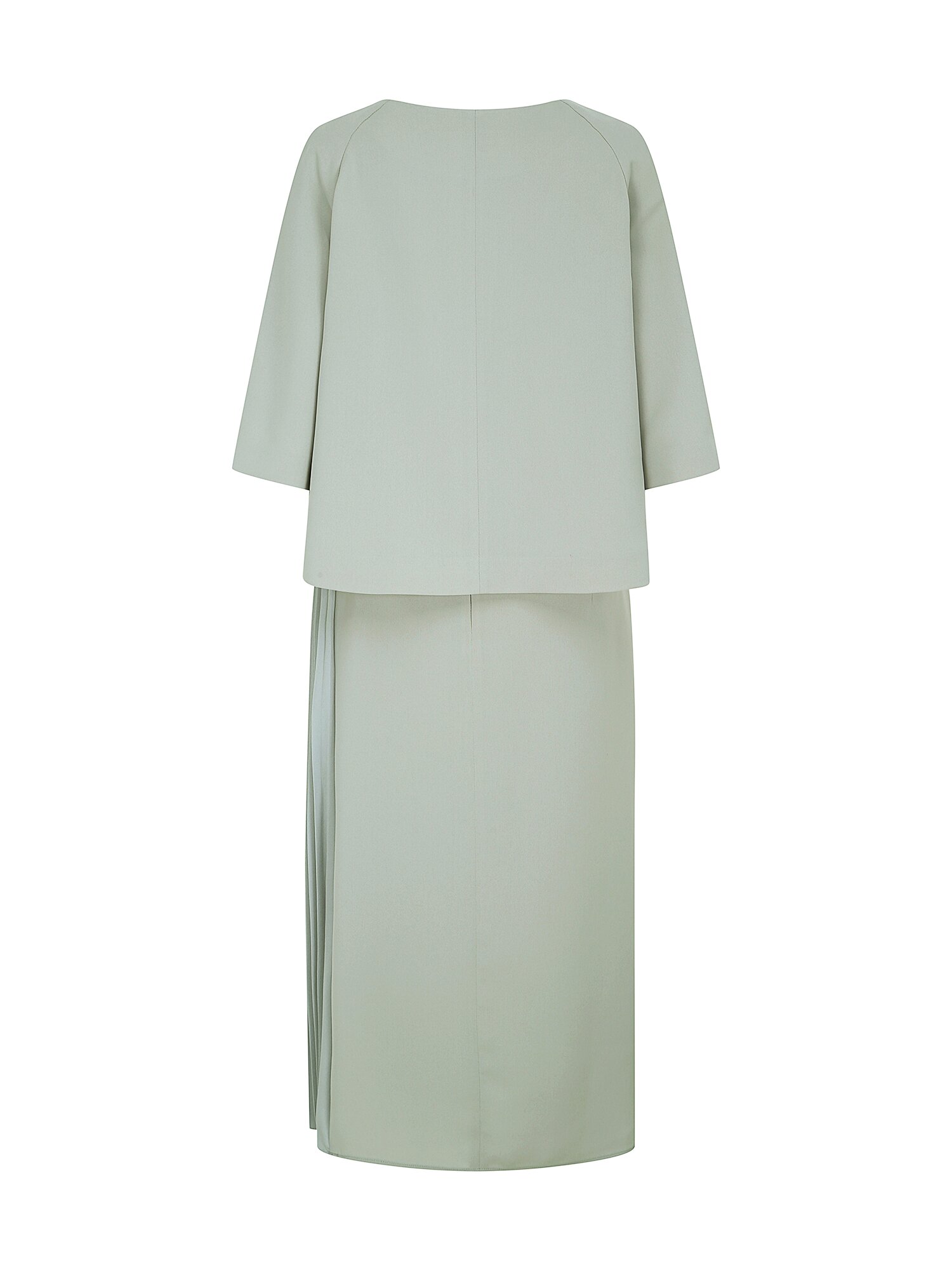 플리츠 배색 원피스 +재킷 세트 (MINT)