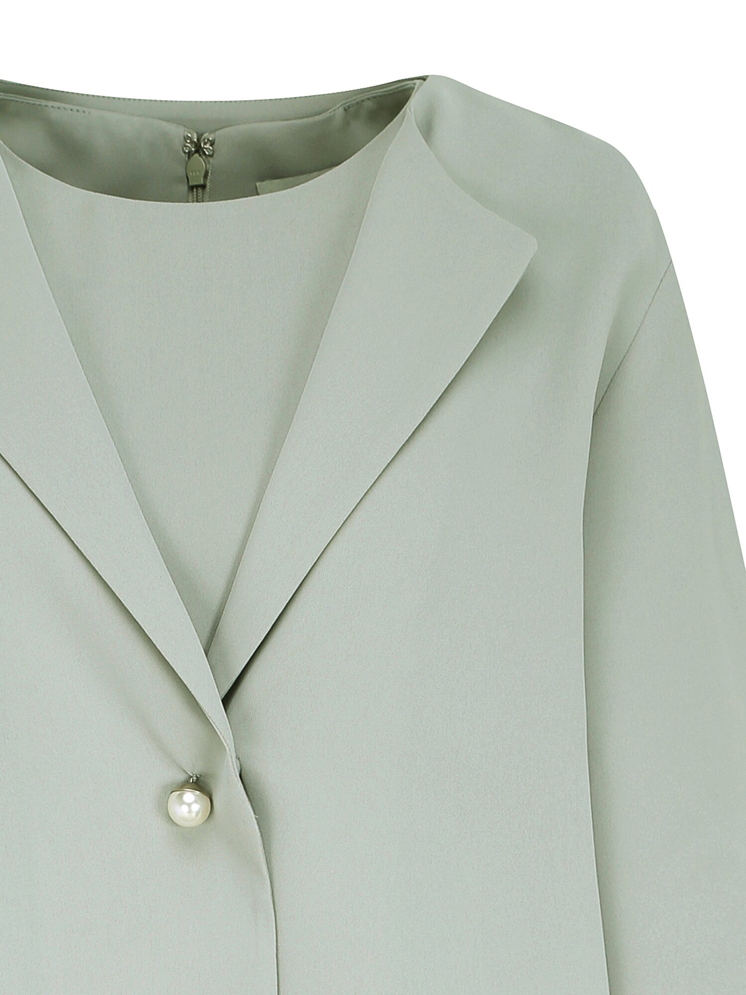 플리츠 배색 원피스 +재킷 세트 (MINT)