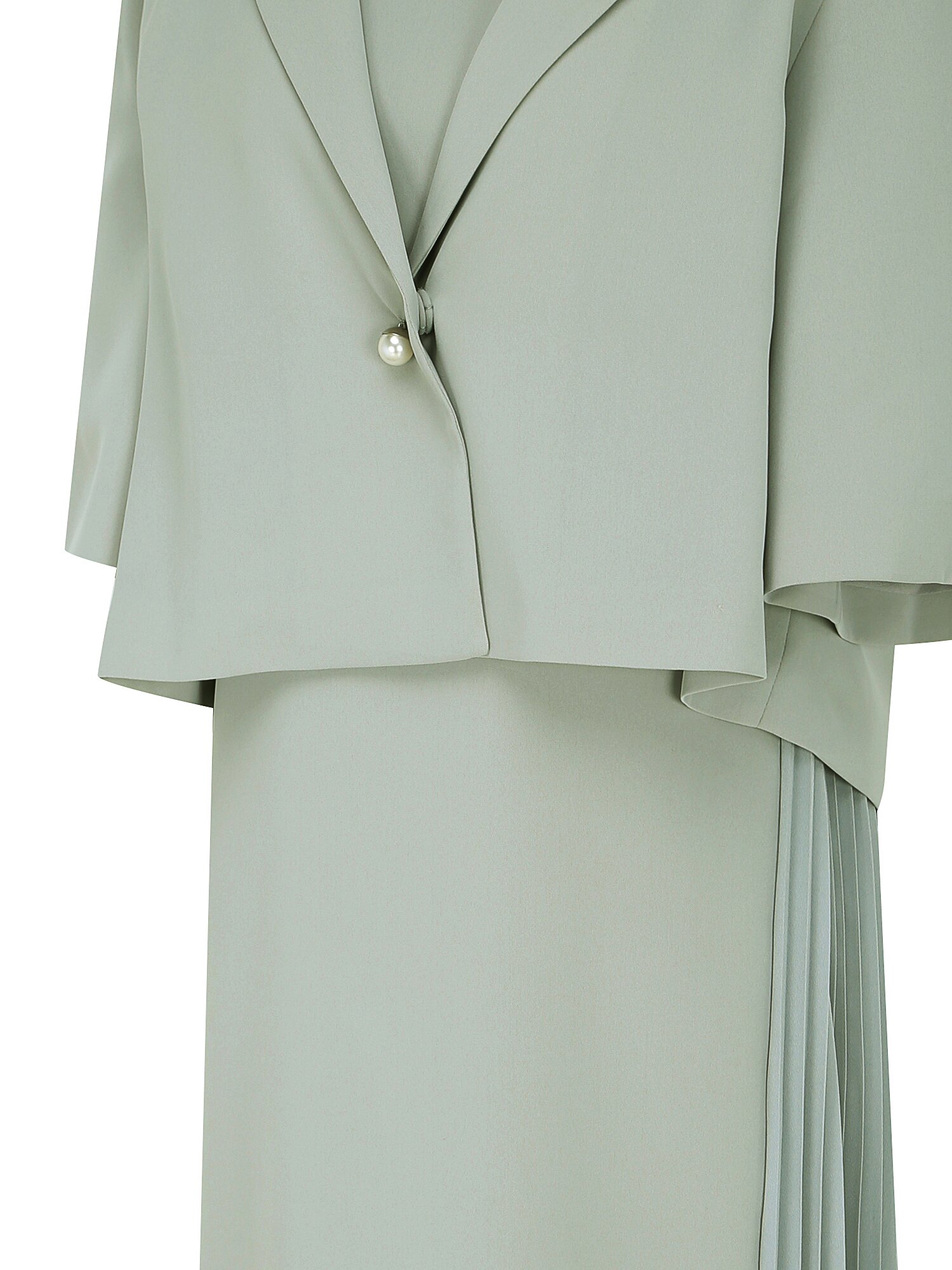 플리츠 배색 원피스 +재킷 세트 (MINT)