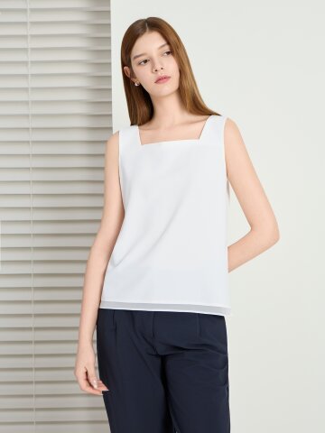 슬리브리스 스퀘어넥 블라우스 