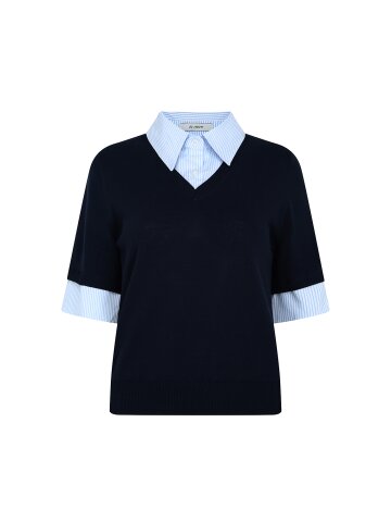 셔츠 배색 브이넥 풀오버 니트 