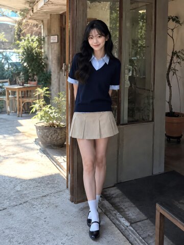 셔츠 배색 브이넥 풀오버 니트 