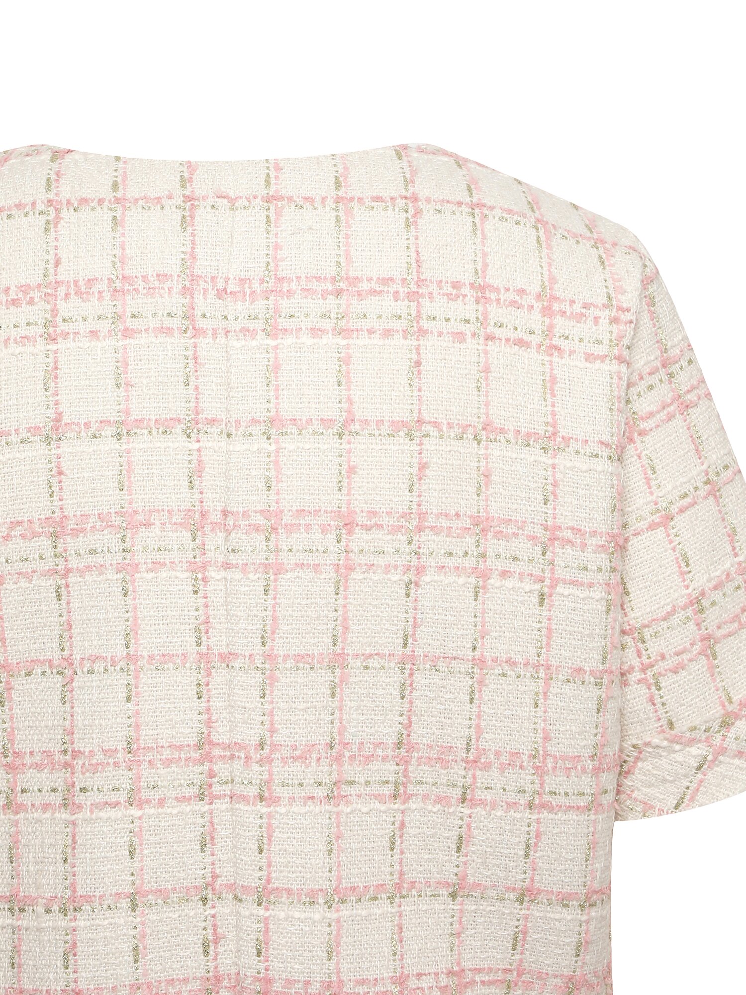 라운드넥 트위드 하프 재킷 (PINK)