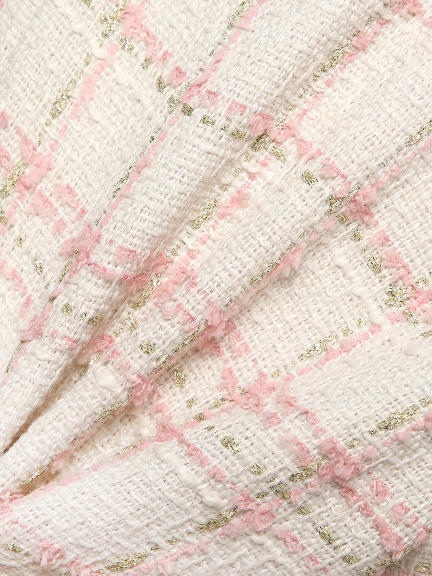 라운드넥 트위드 하프 재킷 (PINK)