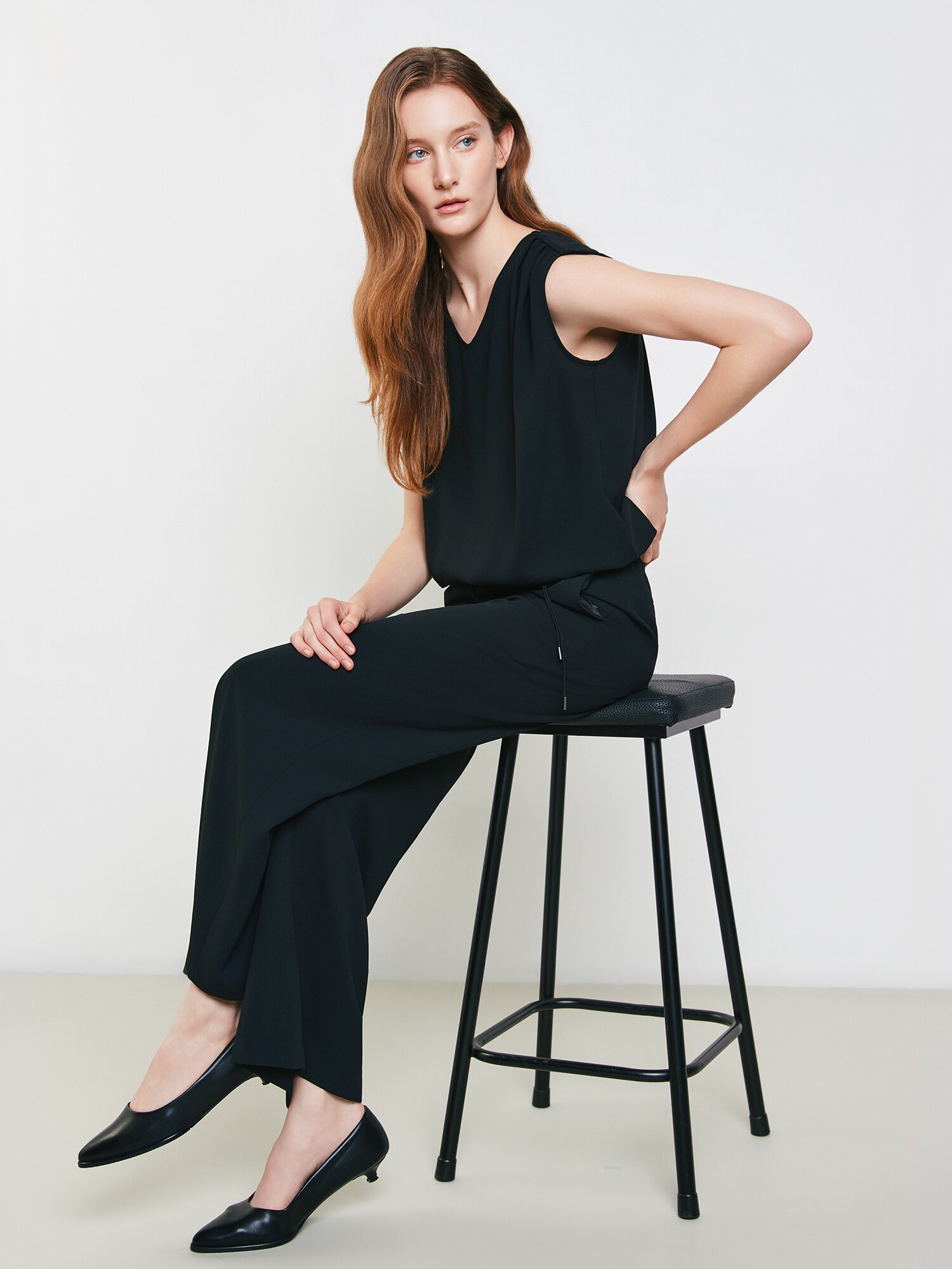 소프트 백 밴딩 와이드 팬츠 (BLACK)