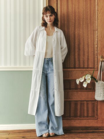 [2컬러] 롱 소프트 셔츠 원피스
