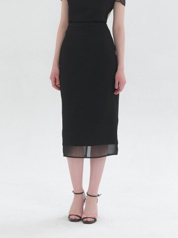 Classic Chiffon Layered Slim Skirt / Black(2color)