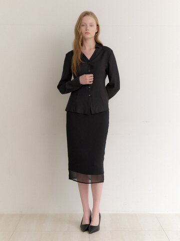 Classic Chiffon Layered Slim Skirt / Black(2color)