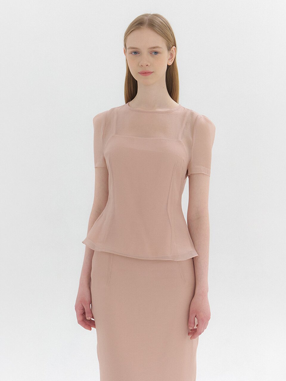 Classic Chiffon Layered Blouse / Pink Beige(2color)