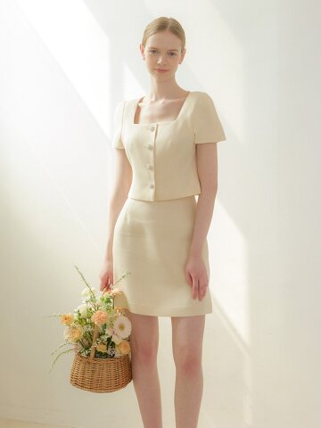 Dahlia Tweed A-Line Mini-Skirt / Yellow(2color)