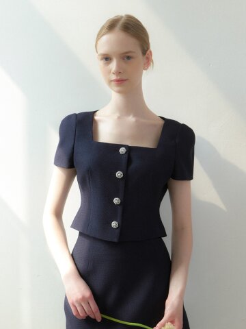 Dahlia Tweed Square-neck Jaceket / Navy(2color)