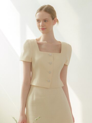 Dahlia Tweed Square-neck Jaceket / Yellow(2color)