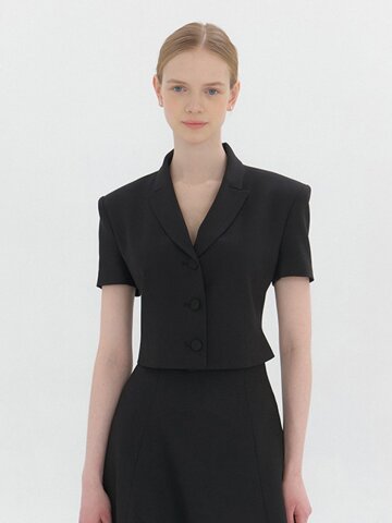 Signature Cropped Half-Sleeve Jacket / Black(2color)