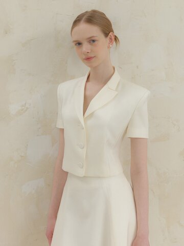 Signature Cropped Half-Sleeve Jacket / Ivory(2color)