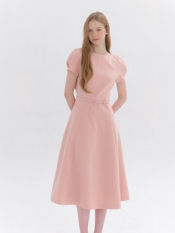 Cap-sleeve Flare Dress / Pink(3color)