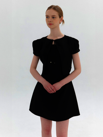 [SET] Chiffon Bolero Blouse & Tweed Layered Dress / Black(2color)