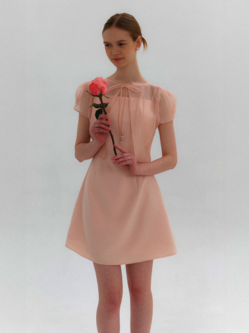 [SET] Chiffon Bolero Blouse & Tweed Layered Dress / Pink(2color)