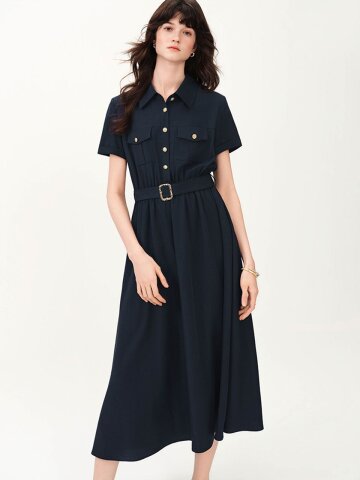 WD_Button-up belted flare dress_2color