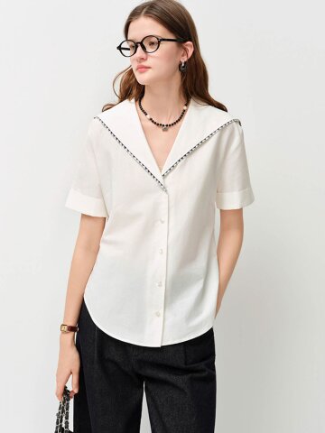 5/4 예약배송_WD_Sailor collar half sleeve shirt_WHITE