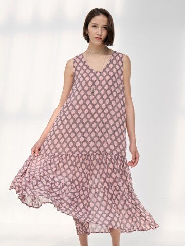 엘리반 패턴 민소매 롱 원피스