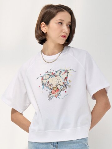 라비엔 하트 페어리 프린팅 반팔 티셔츠