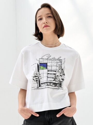 에이든 시티 스케치 프린팅 반팔 티셔츠