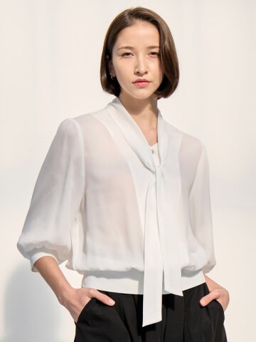 로에린 타이 리본 블라우스