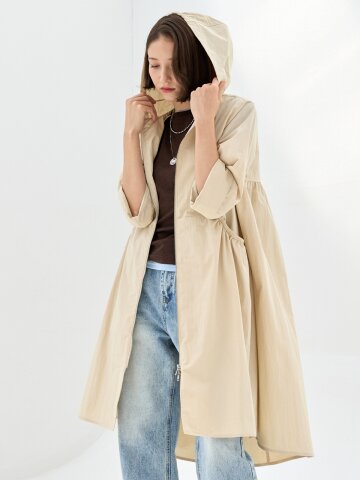 자르엔 후드 집업 롱 점퍼