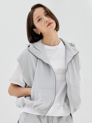 드레온 스트링 후드 윈드브레이커 조끼