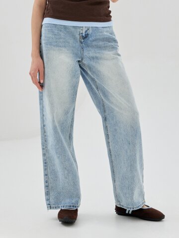 로엔 뒷포켓 세미와이드 데님 팬츠