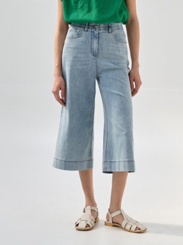 에르딘 워시 큐롯 8부 데님팬츠